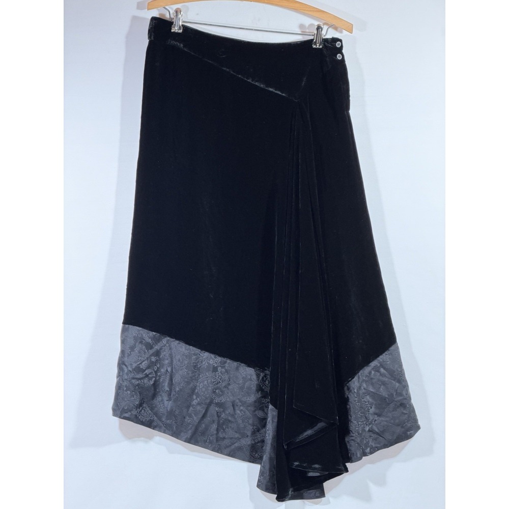 Vintage Bloomingdales Velvet Midi Skirt Womens 8 Black Y2K